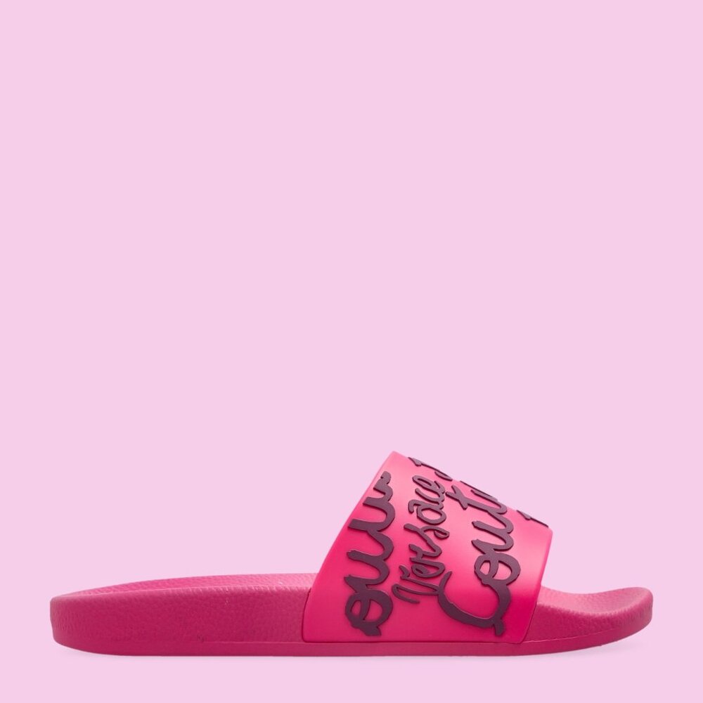 Versace Jeans Couture Pink Rubber slides embossed logo Size: 38 / 7  NWT